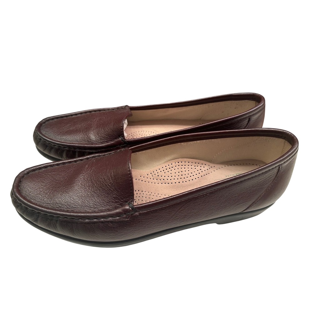 SAS Simplify Everyday Moccasin Loafer Antique Wine Women Sz 9.5N Leather Comfort